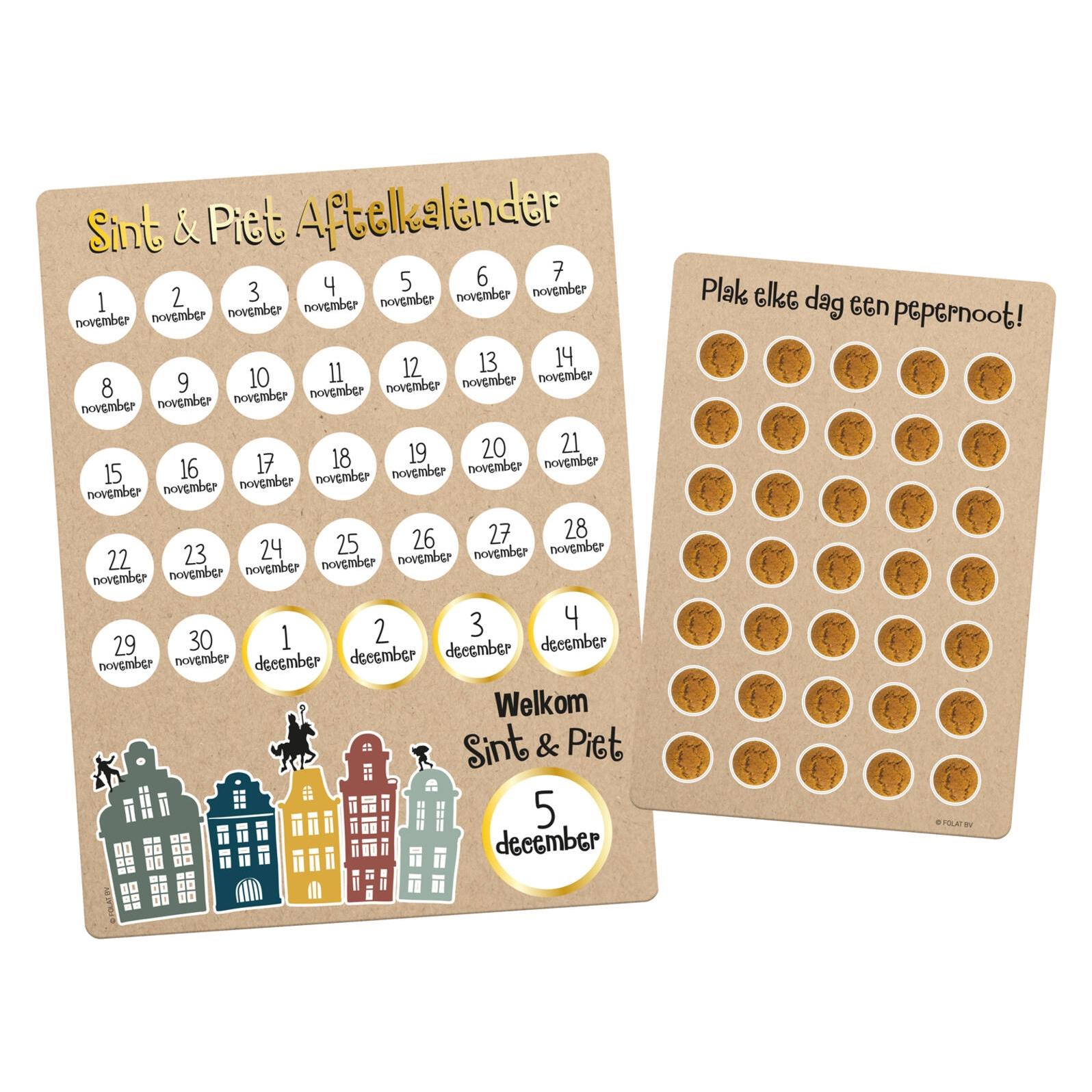 Folat Sinterklaas Countdown-Kalender mit Aufklebern Welcome Sint & Piet (1 Stk.) (65698)