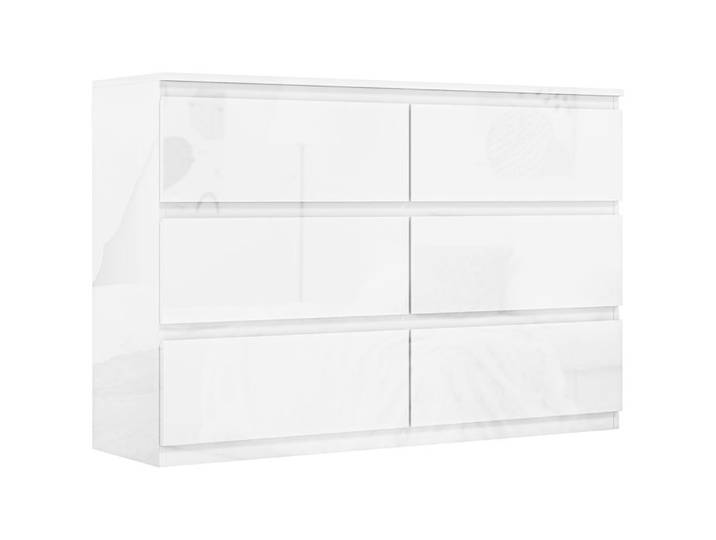 YWJ Commode de chambre à coucher avec 6 tiroirs commode pour salon et bureau style moderne 112 x 34 x 75 cm blanc brillant