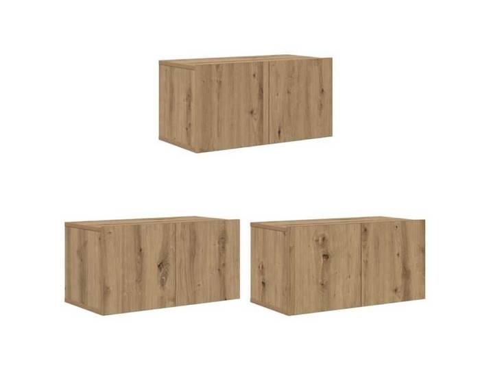 Cabinet TV rustique - PARAJ - Ensemble meuble TV/HIFI - Montage mural 3 pcs - pour chambre/salon - Marron 60x30x30cm4302770