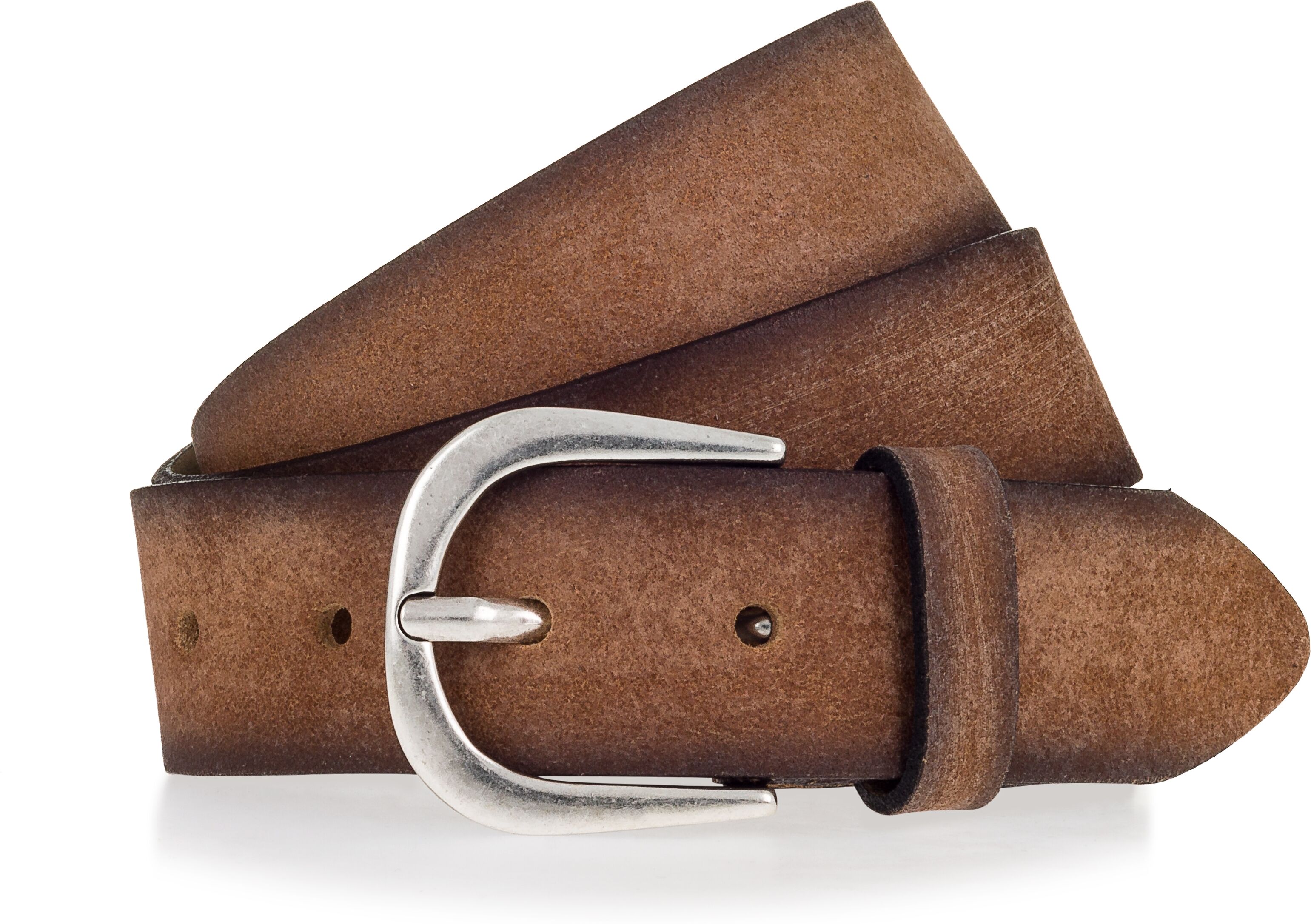 Ledergürtel MUSTANG, Damen, Gr. 95, braun (middle braun), Rindsleder, unifarben, Gürtel Ledergürtel, mit unifarbenem Design, aus Rindsleder, in poliertem Silberton middle braun 95