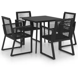 vidaXL 5-tlg. Garten-Essgruppe PVC Rattan Schwarz