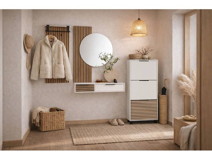 home24 Schoenenkast met kiepdeur Loft 125cm wit