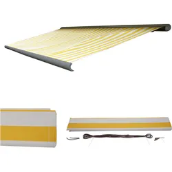 Ersatz-Bezug für Markise H123, Vollkassette Ersatzbezug Sonnenschutz 4,5x3m ~ Acryl gelb-weiß
