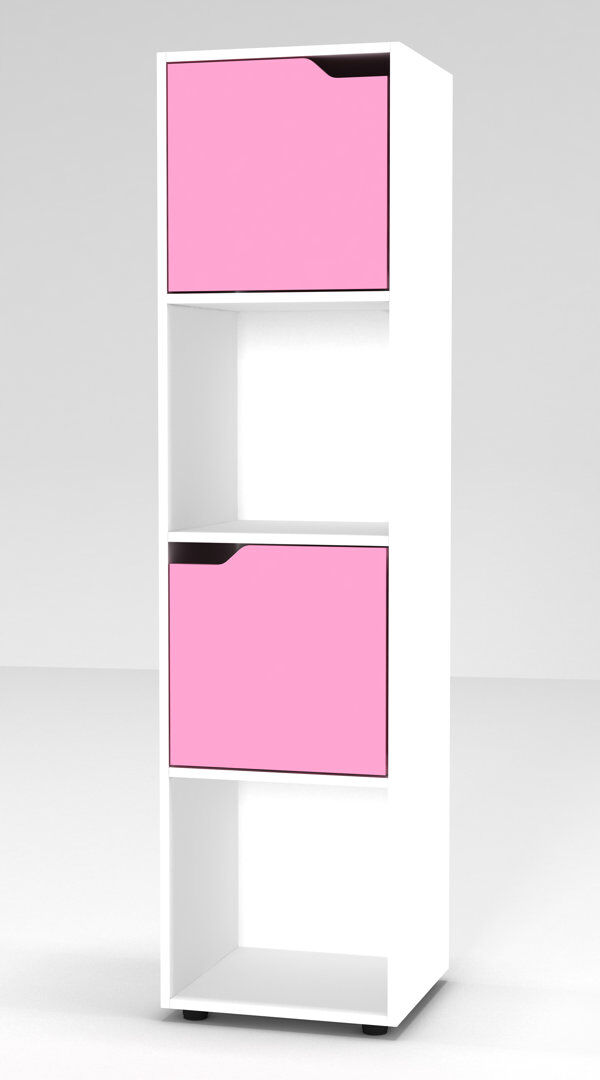 17 Stories Imagen 119 cm H x 30 cm W Cube Bookcase White/Pink 119cm H X 30cm W X 29cm D