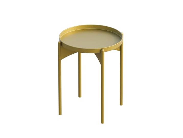 Hanah Home Moderner Goldener Couchtisch, 44 x 57 x 44 cm 100% Metall, stilvolles, einfarbig gelbes Design Ideal für Wohnzimmer und Moderne Räume