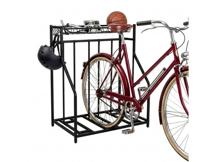 Fahrradständer Boden mit Korb Schwarz