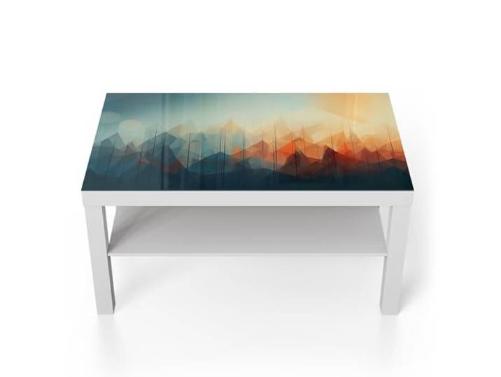 DEQORI Glastisch weiß groß 90x50 cm Motiv Digitale Gebirgsidylle ausgefallener Beistelltisch aus Glas Hochglanz Couchtisch fürs Wohnzimmer moderner Couch Tisch mit Design