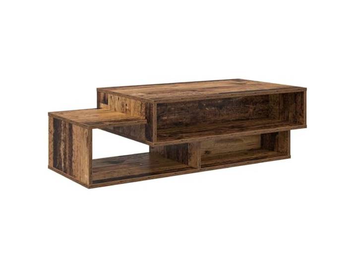IBUQDDV Couchtisch Altholz 105 x 50 x 32,5 cm Holzwerkstoff Rechteckige Form, minimalistisches Design, eingebaute Regale, für Zeitschriften und Bücher, Innenbereich