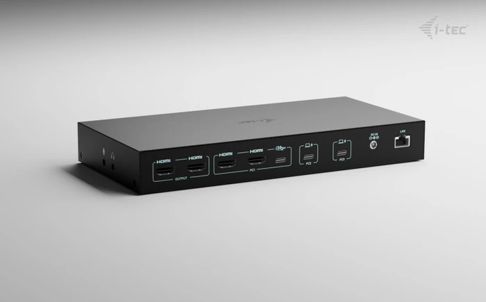 i-tec USB-C KVM Docking Station für 3 Hosts, Dual Display, PD 1x 92W/2x 65W