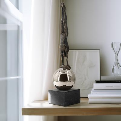 "Sagebrook Home Unique 23"" Augustolo Figurine Standing on Stainless Steel Sphere, Resilient Resin - 5"" x 5"" x 23"""