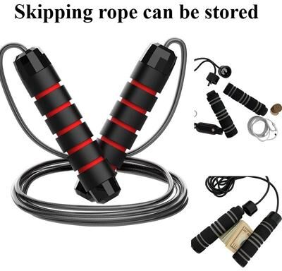 Multisell Products Hub Adjustable Jump Rope With Steel Wire, Tangle Free For Home Workout black