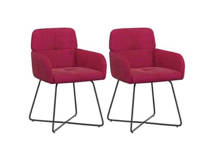 HKLGBVCR Esszimmerstühle, 2-teilig, Velours, Bordeauxrot Sitzfläche aus weichem Velours, stabiler Metallrahmen, Rückenlehne und Armlehnen, einfache Montage, Reinigung mit Schwamm