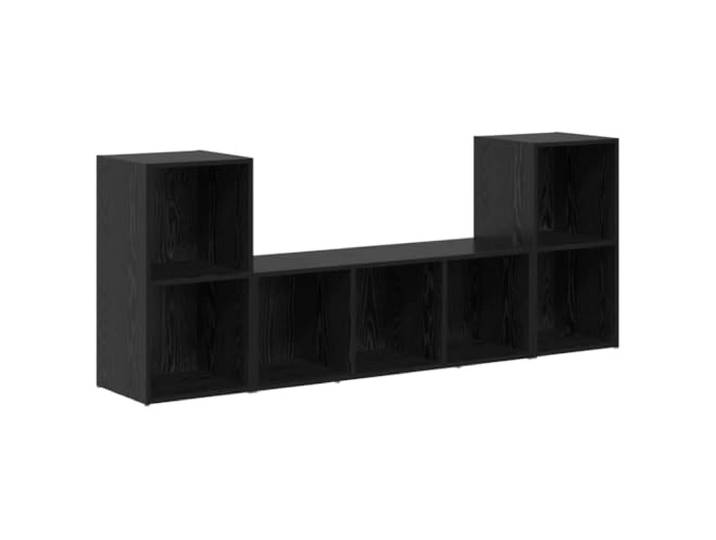 Kaorsrow TV Lowboard Wandmontiert Schwarz Holzwerkstoff 3-Teilig Set Schwebendes Hängeschrank Ensemble aus robustem Holzwerkstoff für Wohnzimmer und Schlafzimmer mit variablem Stauraum.
