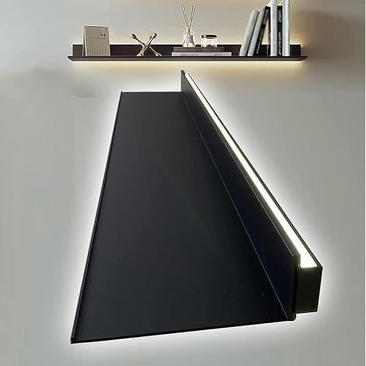 Verlichte Wandplank met Geïntegreerde RGB LED - Goud - Display Rek voor Decoratie