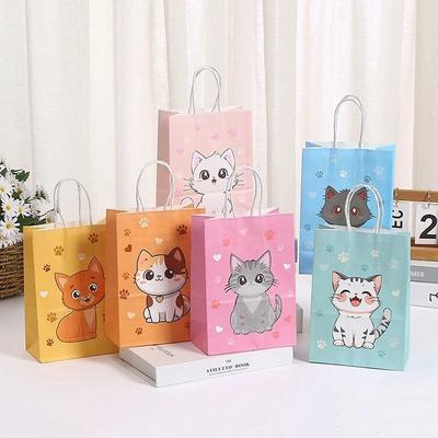 Uplifted Finds Cartoon Cat Paw Print Paper Gift Bags With Handles For Kids Party 6 Piece Set Cartoon Cat Paw Print Paper Gift Bags With Handles For Kids Party 6 Piece Set