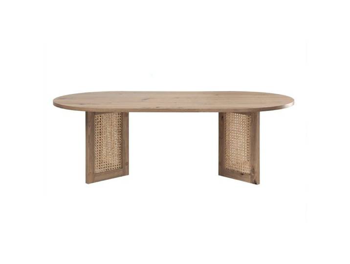 CALICOSY - Table basse ovale avec piètements rotin L120 cm - TALIA - Bois clair