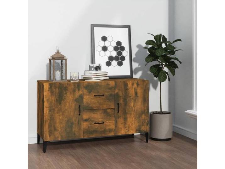 CHIC Meuble de séjour Contemporain Buffet chêne fumé 100x36x60cm bois d'ingénierie FR79915
