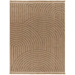 TT Home, Teppich, In-& Outdoor Teppich Wohnzimmer Wetterfest Balkon Boho Geo Motiv 3D Fransen (150 x 80 cm)