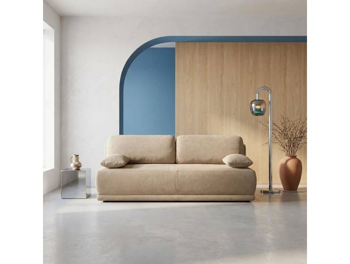 Banquette convertible 3 places tissu chenille taupe