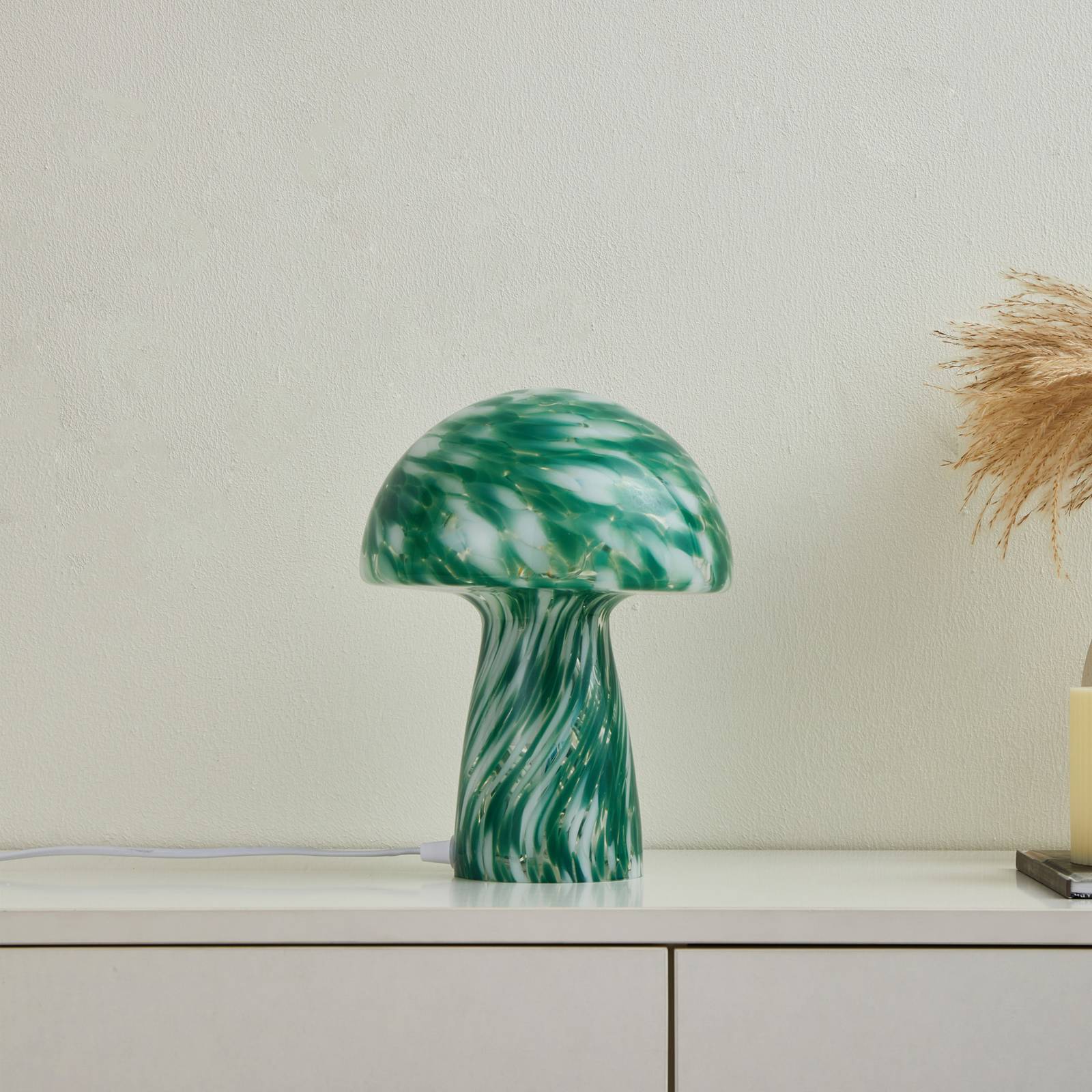 Table Lamp Hubi Lindby, Green, Living / Dining Room, Glass, Modern, Table Lamp