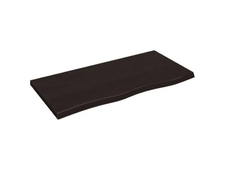 LDEWOAMEG Waschtischplatte Dunkelbraun 100x50x(2-4) cm Massivholz Massives Eichenholz, dunkle Lackierung, Naturkante, handgefertigt, vielseitig als Tischplatte oder Regal