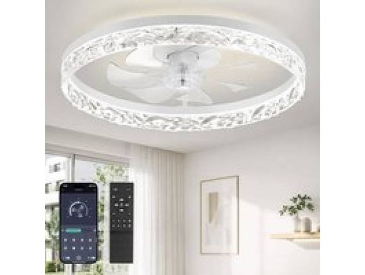 Ventiteur de Pfond Ø50 8 Cm Led 3000K 6500K Dimmable 10% 100% Pfonnier Ventiteur Avec Lumière 6 Vitesses Bnc VENTILATEUR DE PLAFOND