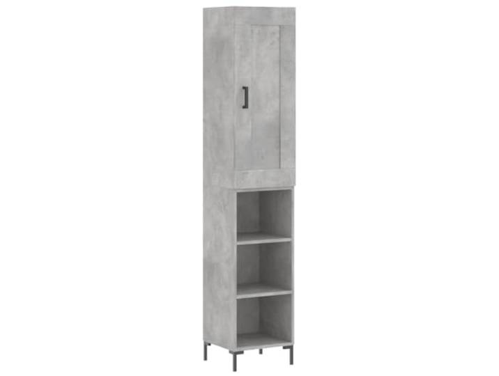 Highboard Betongrau 34,5x34x180 cm Holzwerkstoff Highboard, Betongrau, Holzwerkstoff, Metallfüße, reichlich Stauraum, praktische Tür, Wohnzimmer