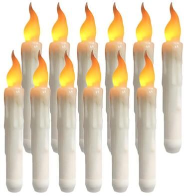Inspired Living 6 Or 24 Piece LED Flameless Taper Candles 6.5 Inch Or 11 Inch Battery Operated Candles With Warm Flickering Glow 12pcs Without Remote
