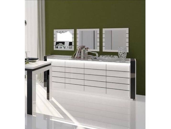 Buffet LINA blanc et noir avec LED – 220 x 87 x 50 cm