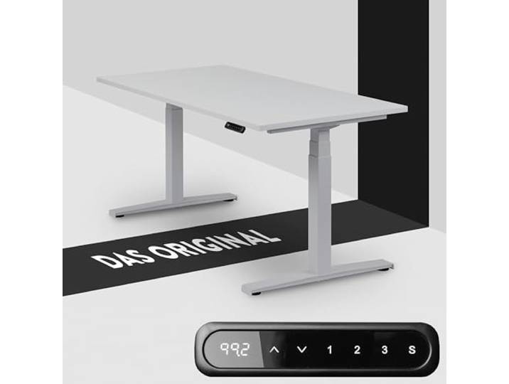 boho office® Basic Line Schreibitsch elektisch höhenverstellbar Basic Line - Tischgestell Silber, Tischplatte 160x80 Lichtgrau - ultraschnelle 80 mm/Sek, Memoryfunktion, Kollisionsschutz