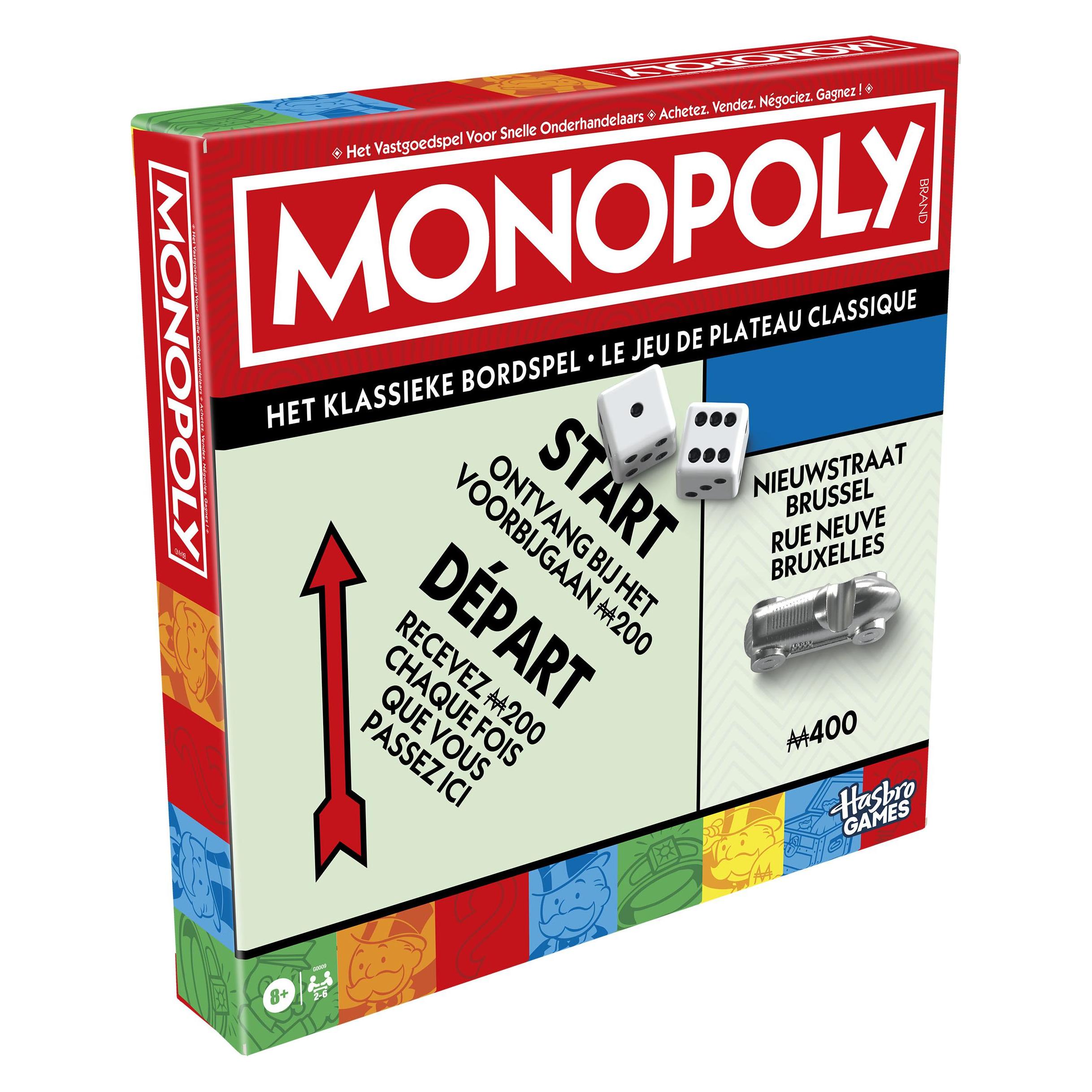Hasbro Monopoly, board game with storage box and large pieces - Swedish-Dutch version (Französisch, Niederländisch, Schwedisch) (G00091971)
