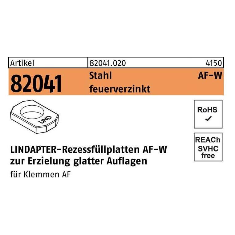 Lindapter Rezessfüllplatte R 82041 AFW M 16 Stahl feuerverzinkt (820410200160000)