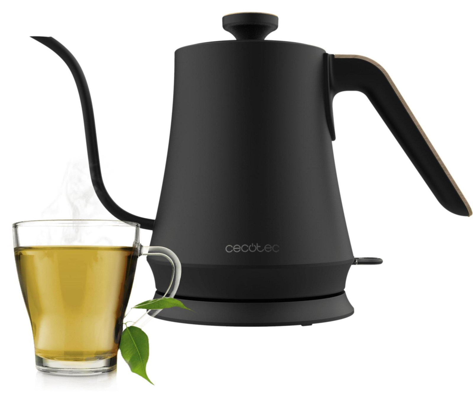 Cecotec Thermosense 500 Waterkoker, 1 liter, 1200 watt, zwart, roestvrij staal, draadloos