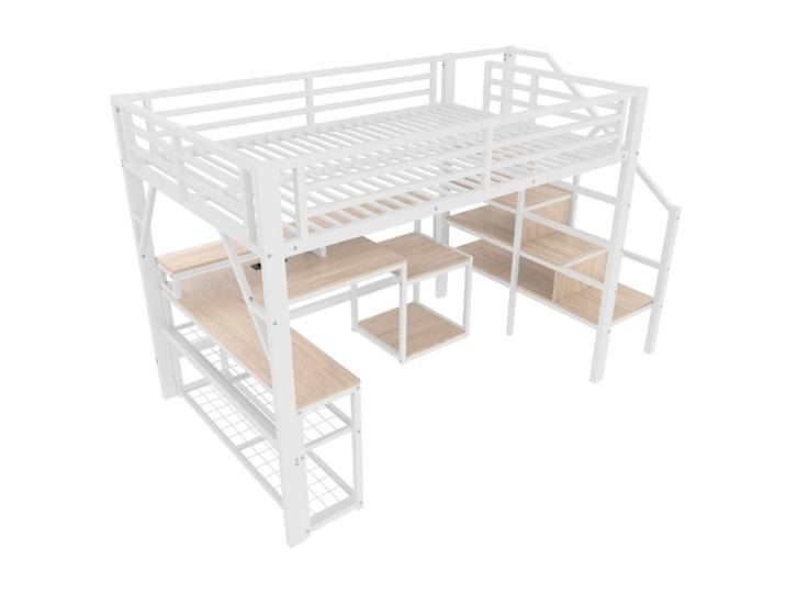 Lit mezzanine en fer blanc 140x200 cm