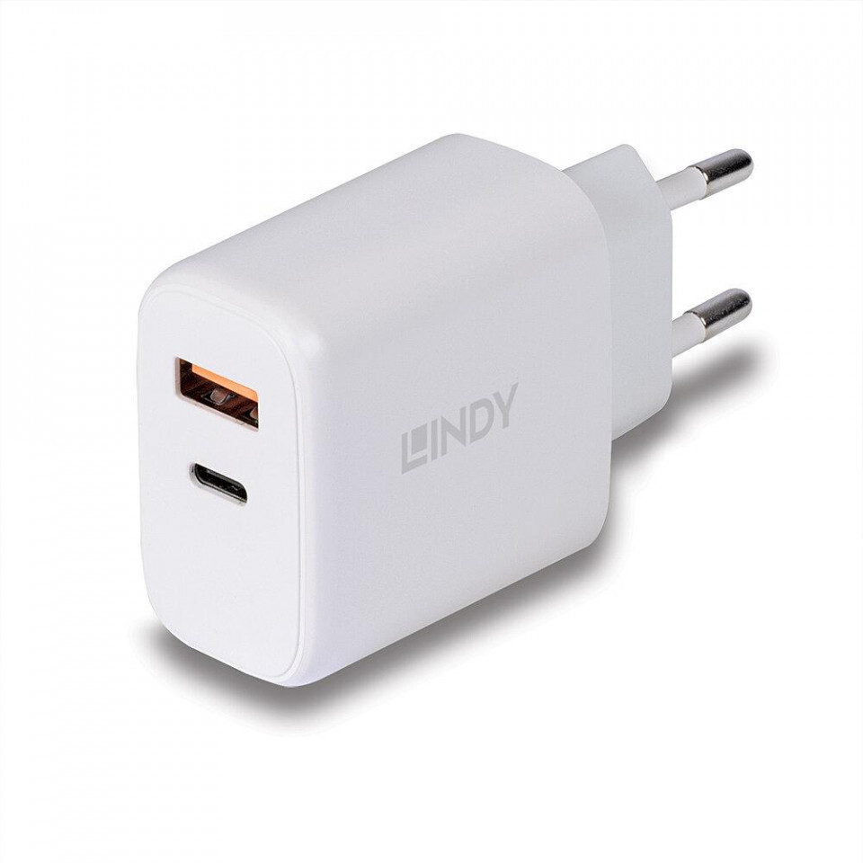 Lindy USB-oplader type A & C, 30W, wit