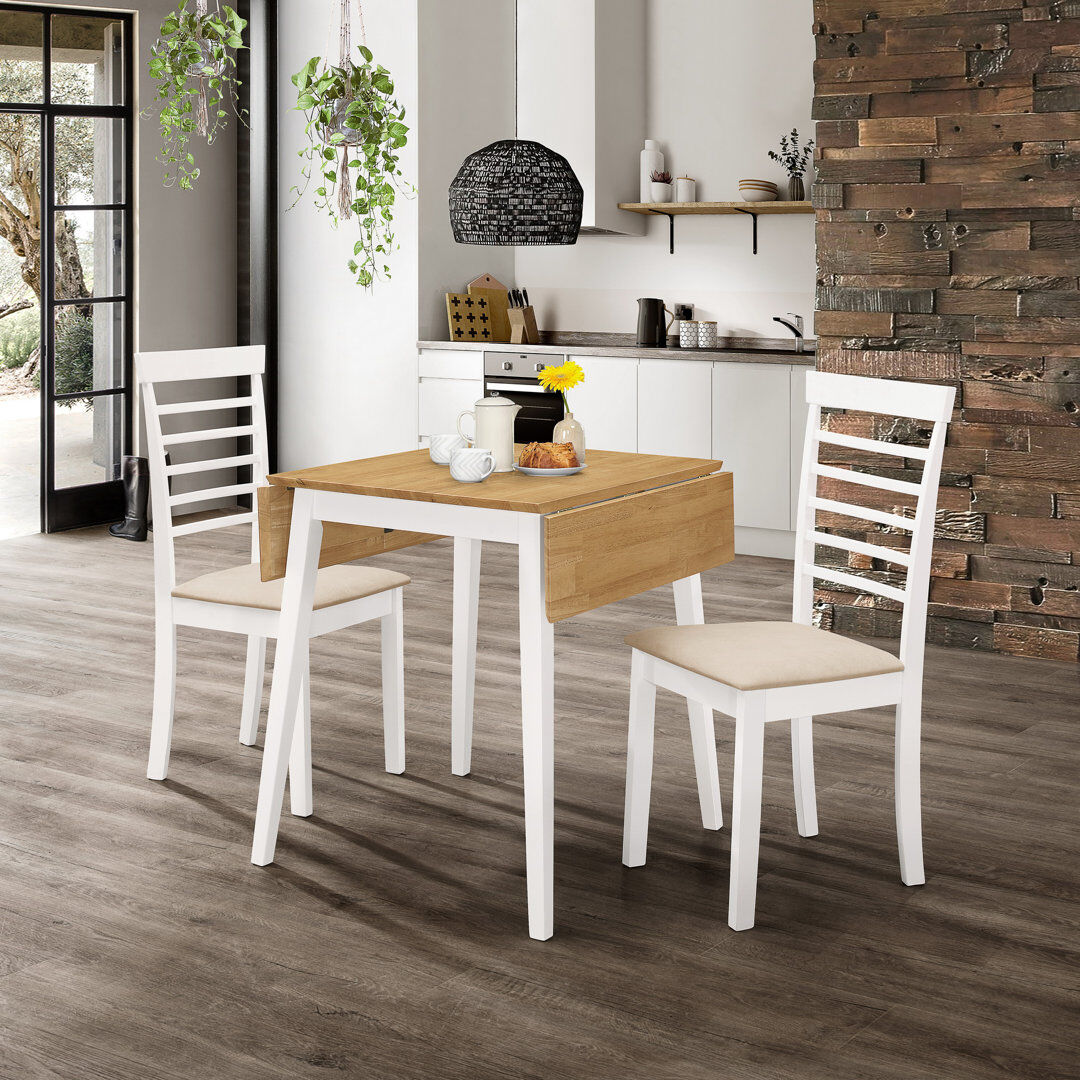 ClassicLiving Ahwahnee 2 -Person Drop Leaf Rubberwood Solid Wood Dining Set White/White 2