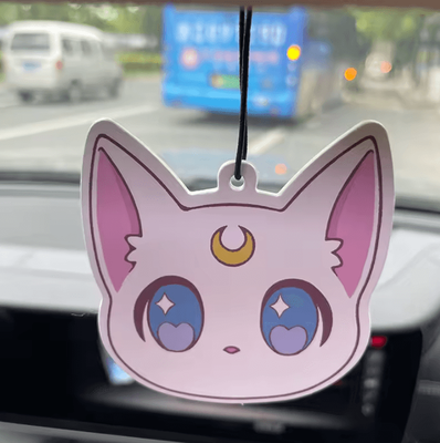 Inspire Curations Pink Cute Cat Freesia & English Pear Hanging Car Air Freshener 1pcslilac