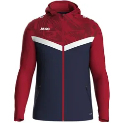 JAKO Iconic Trainingsjacke mit Kapuze 901 - marine/chili rot M
