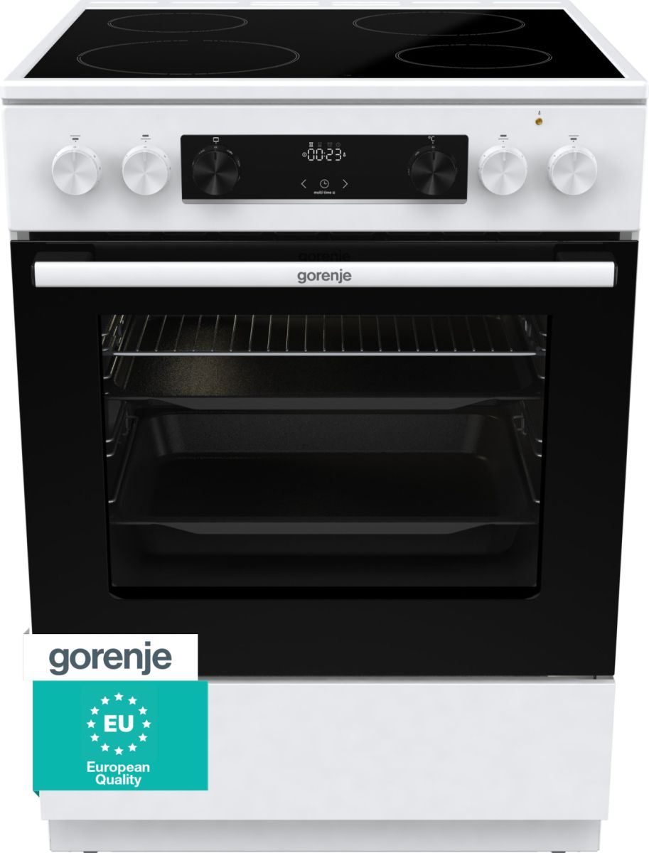 Gorenje GEC6C40WD Freistehender Herd Elektro groß AquaClean AutoClean mit Glaskeramik Kochfeld 740935