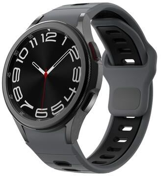 Everyday Crate Samsung Galaxy Watch 7 6 Silicone Sport Watch Band Two Color Reverse Buckle Replacement Strap coal Black