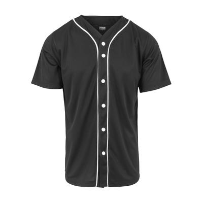 Kurzarmhemd URBAN CLASSICS "Urban Classics Herren Baseball Mesh Jersey", Herren, Gr. L, US-Größen, schwarz-weiß (schwarz, weiß), 100% Polyester, unifarben, Hemden