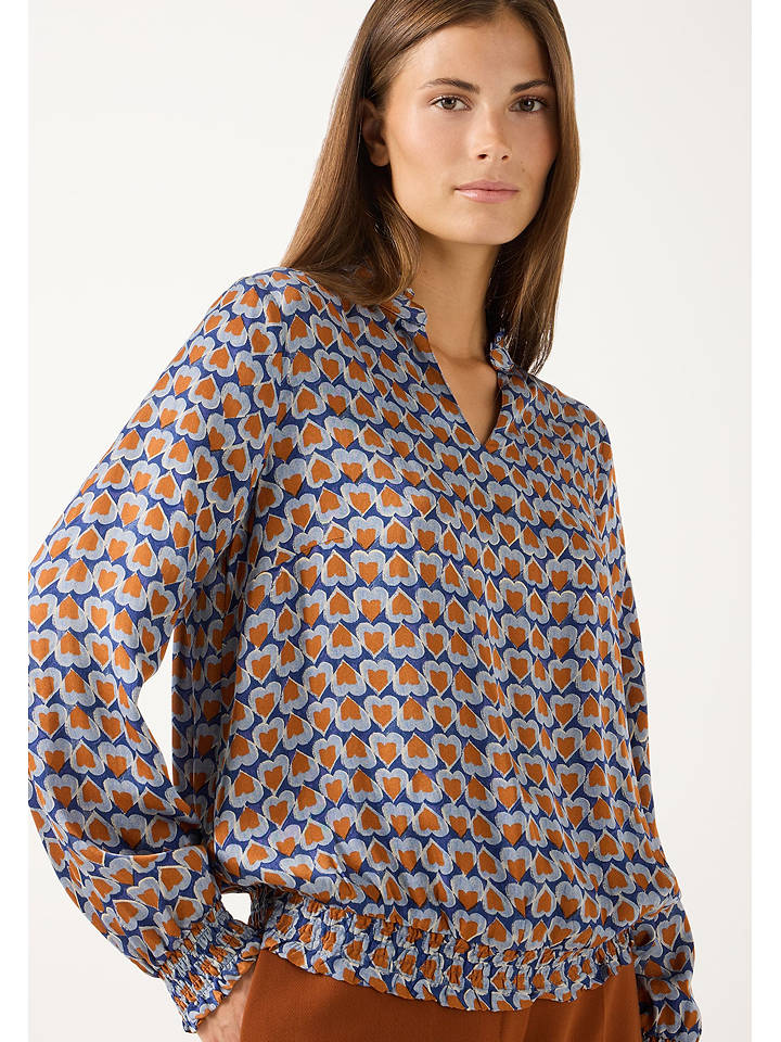More & More Bluse in Blau/ Orange - 44