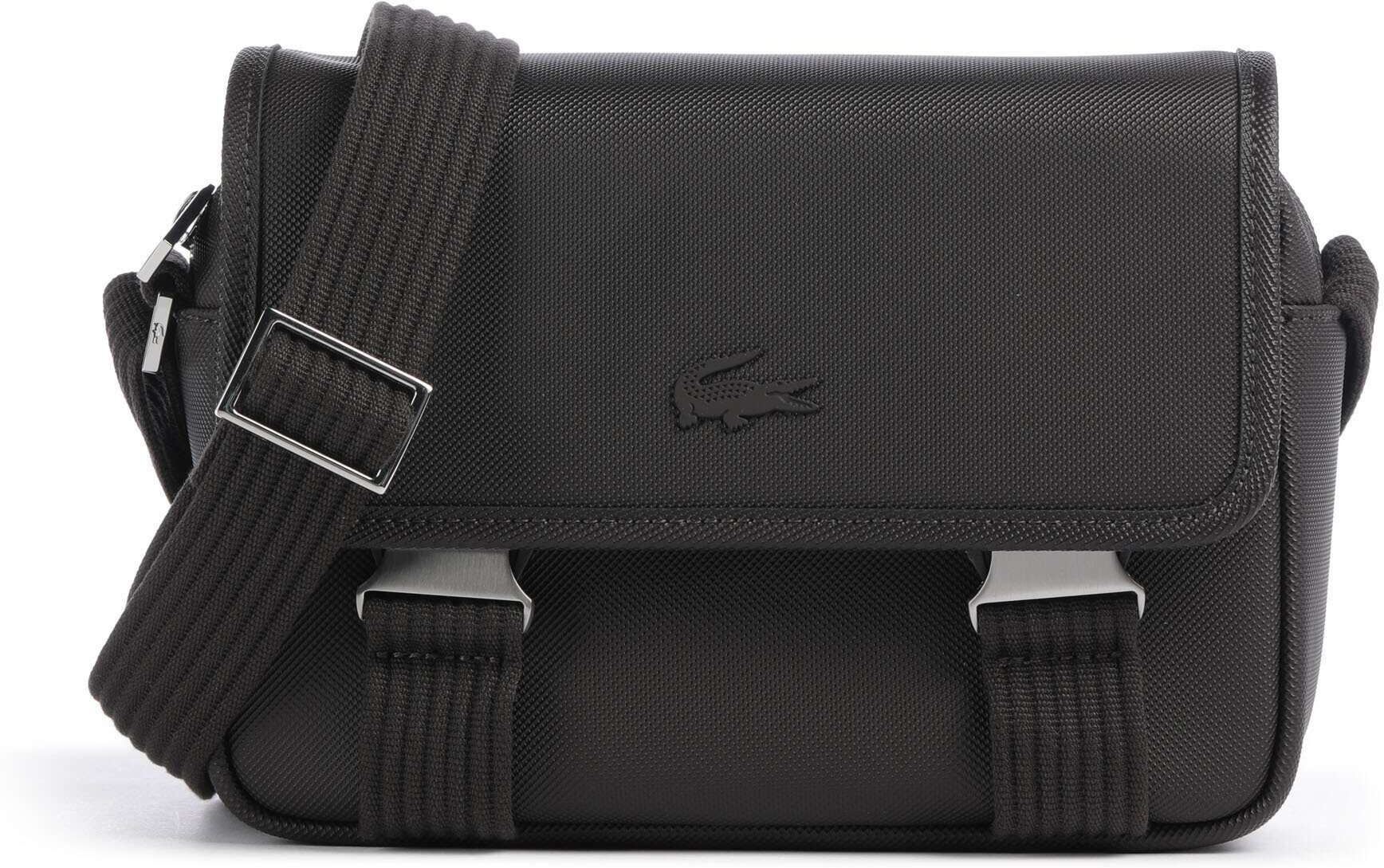 Lacoste Mens Classic Umhängetasche aus Leder, braun