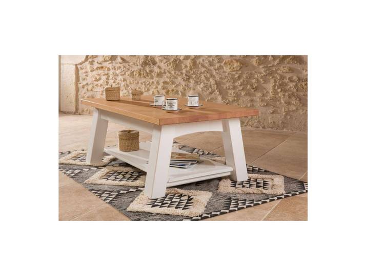 Table basse Bastide en pin massif des Landes, 2 plateaux robustes