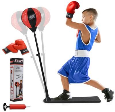 Costway Kids Punching Bag with Adjustable Stand and Boxing Gloves