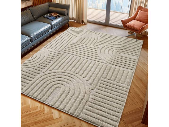 Vloerkleed Art Rond Trendy Japandi Stijl Beige 200 x 200 cm rond