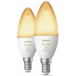 PHILIPS Hue White Ambiance Single LED-Bulb E14 4W, 2er-Pack