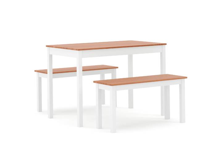 Esstisch Holz JULIET 108 x 65 cm mit 2 Bänken natur/weiss