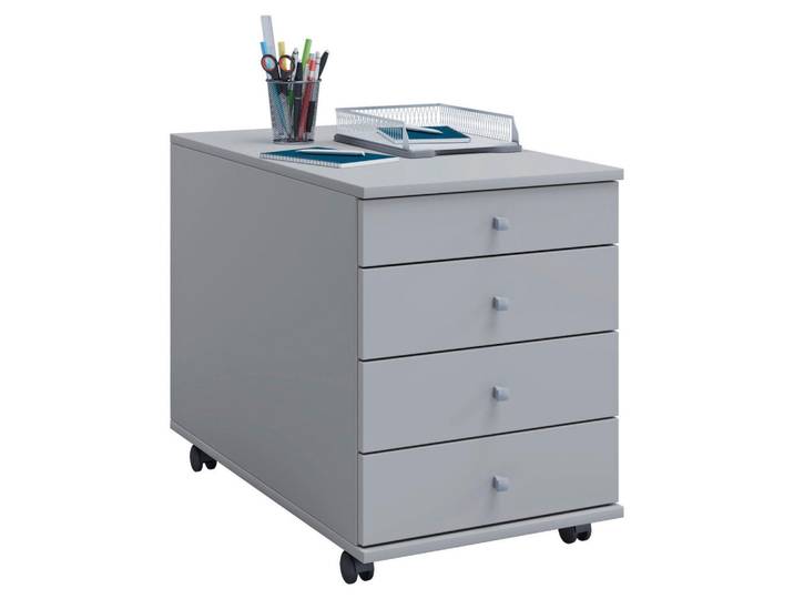 P & B Rollcontainer, Grau, Holzwerkstoff, 4 Schublade(n) Schubladen, 42x57x80 cm, Büromöbel, Container, Rollcontainer