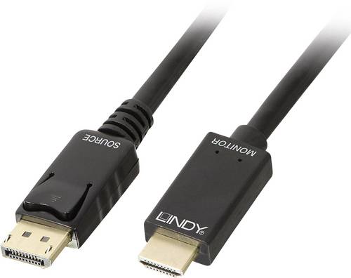 LINDY DisplayPort / HDMI Adapterkabel DisplayPort Stecker, HDMI-A Stecker 5.00 m Schwarz 36924 DisplayPort-Kabel